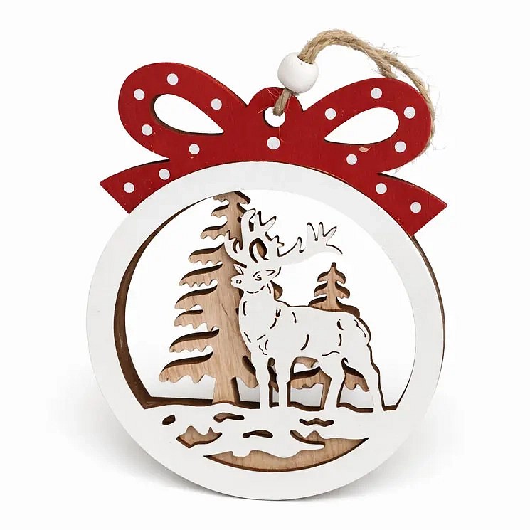 Weihnachtsbaumschmuck aus Holz mit Rentier, 10 × 12,5 cm