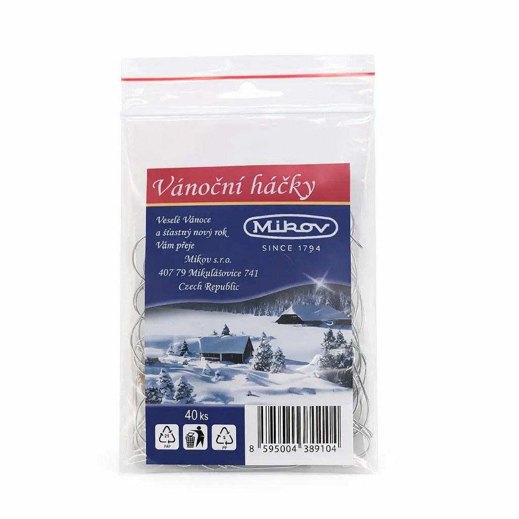 Weihnachtshaken für Mikov-Ornamente, Metall, 40er-Pack