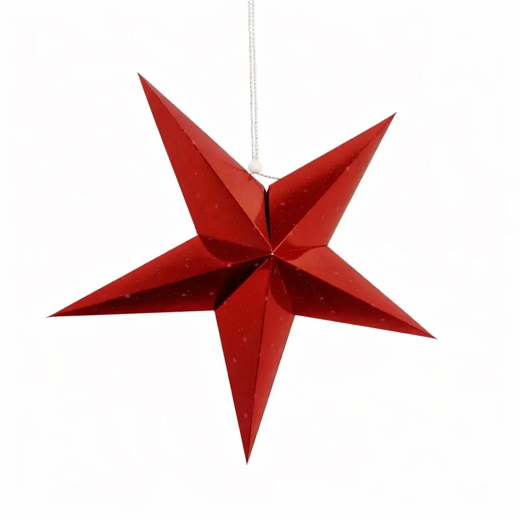 Weihnachtsstern aus Papier für Fenster 45 cm, 5 Punkte, rot