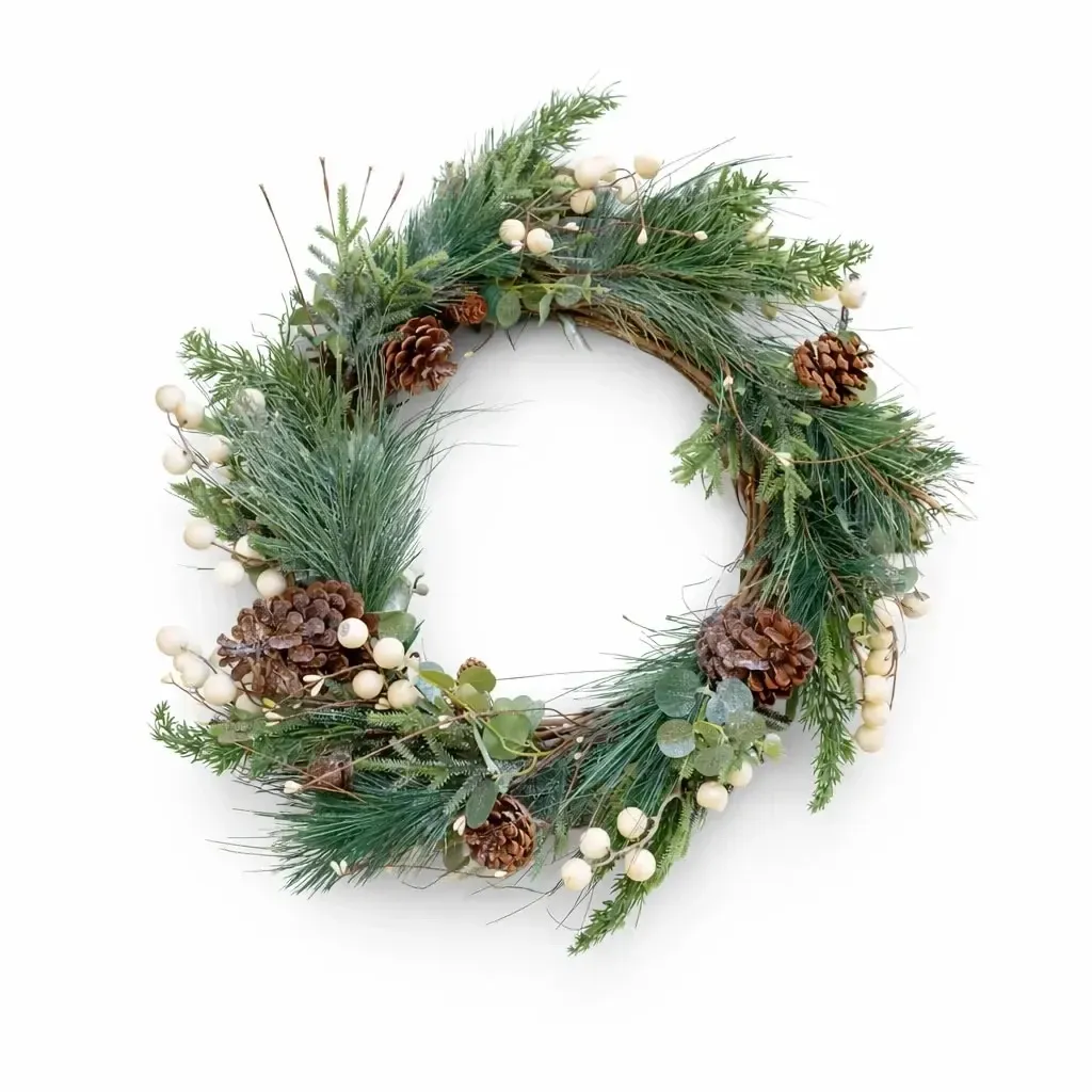 Weihnachtstürkranz 60 × 60 × 12 cm, Kunststoff, IP44 Outdoor