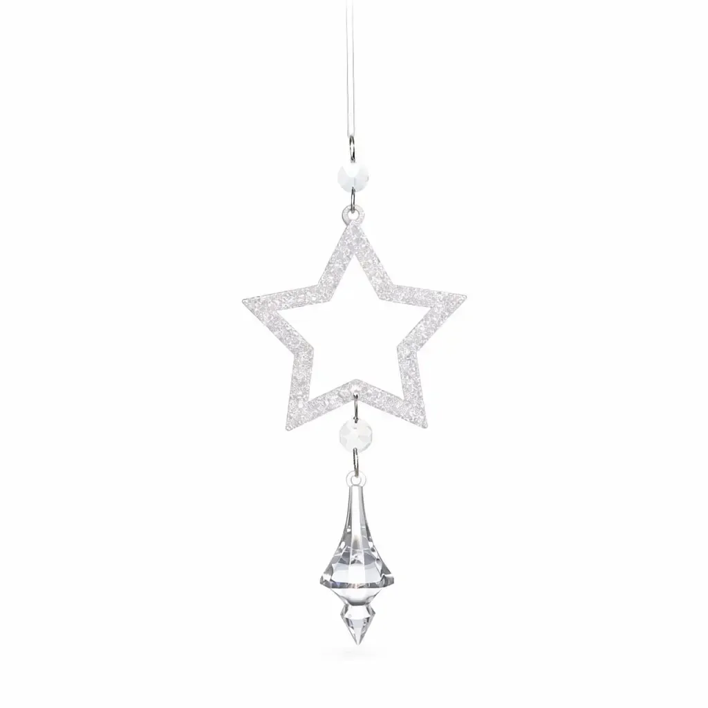 Christbaumschmuck Stern 8,5 cm, hängend, Acryl, silber und klar