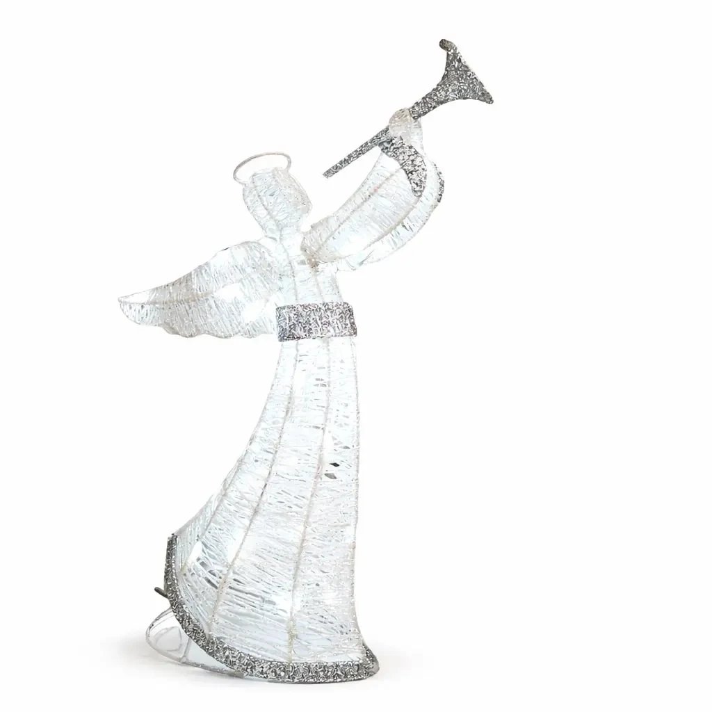 3D-LED-Außenleuchtengel mit Schlauch 50 cm, eisweiß mit FLASH, 3× AA-Batterie, 40 LEDs, IP44