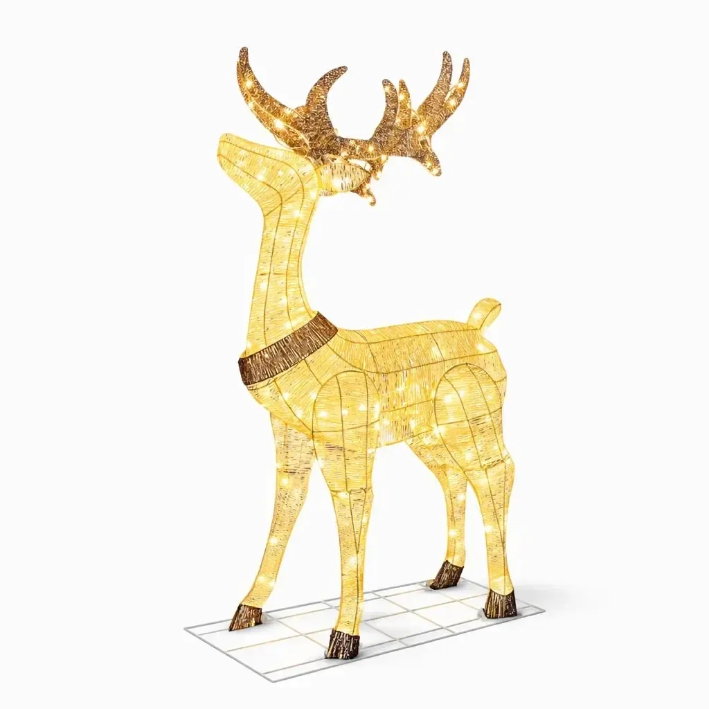 3D-LED-Leuchthirsch, 150 cm, warmweiß, 161 LEDs, IP44 für den Außenbereich