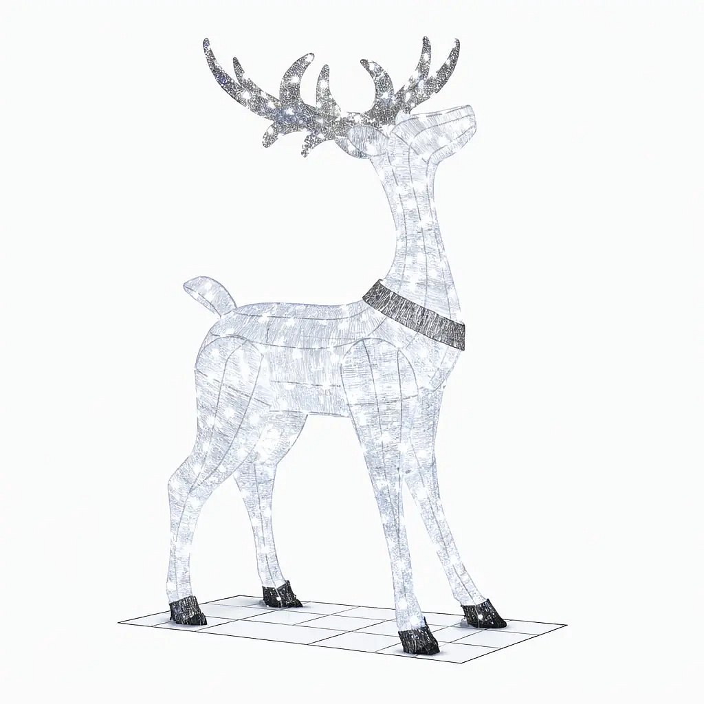 3D LED-Hirschleuchte 150 cm, eisweiß mit Flash, 161 LEDs, IP44 Outdoor, inkl. Trafo