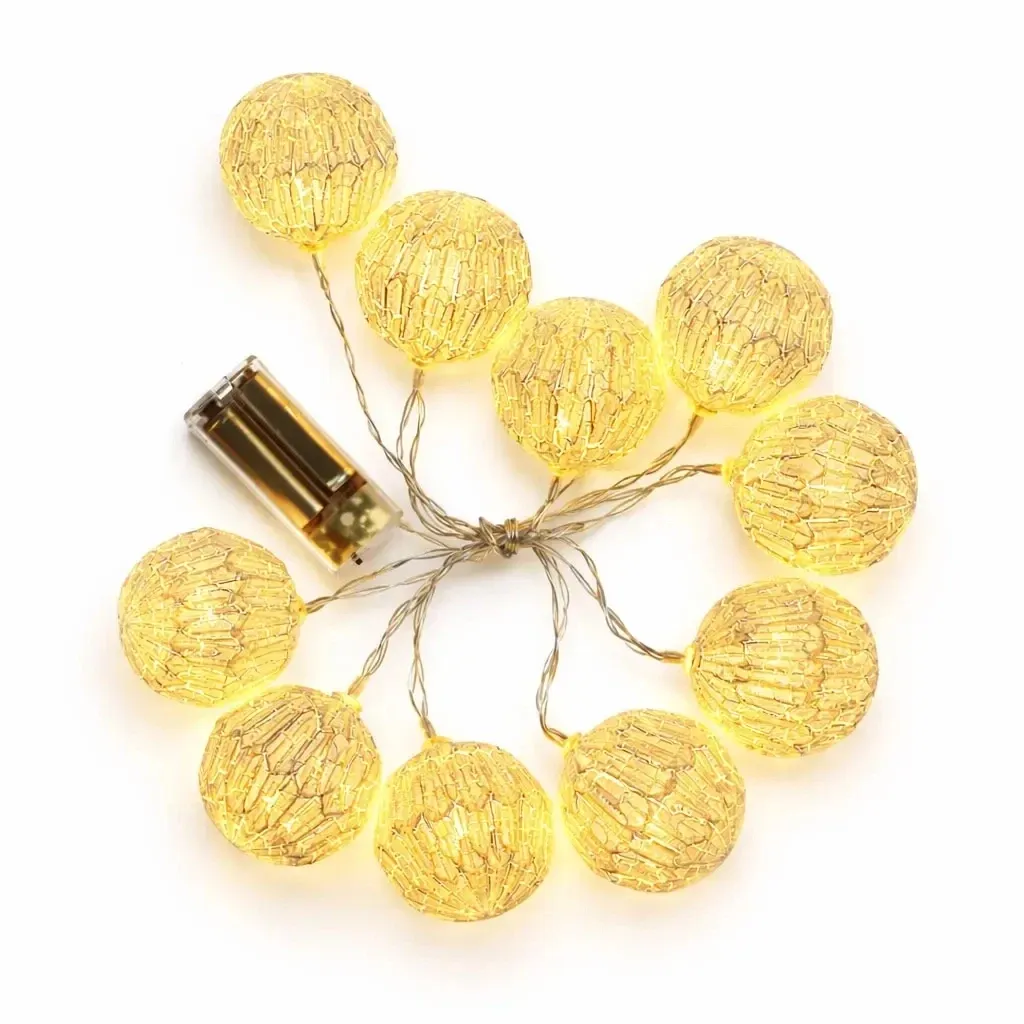 Batteriebetriebene LED-Lichter, Lichterketten, 1,8 m, warmweiß, 10 LEDs, transparentes Kabel, IP20 für den Innenbereich, 2 × AA