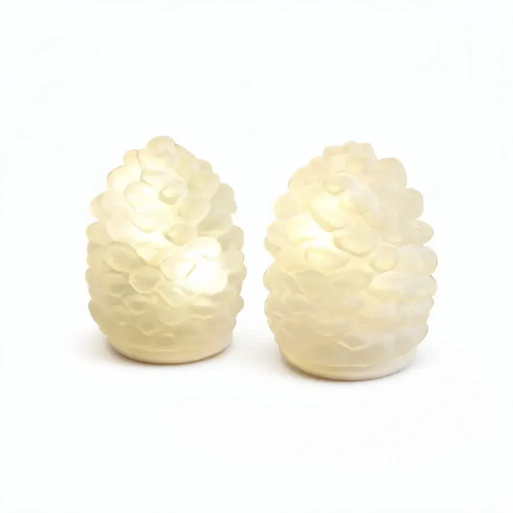 LED-Glasdekoration, Tannenzapfen, 2er-Set, matt