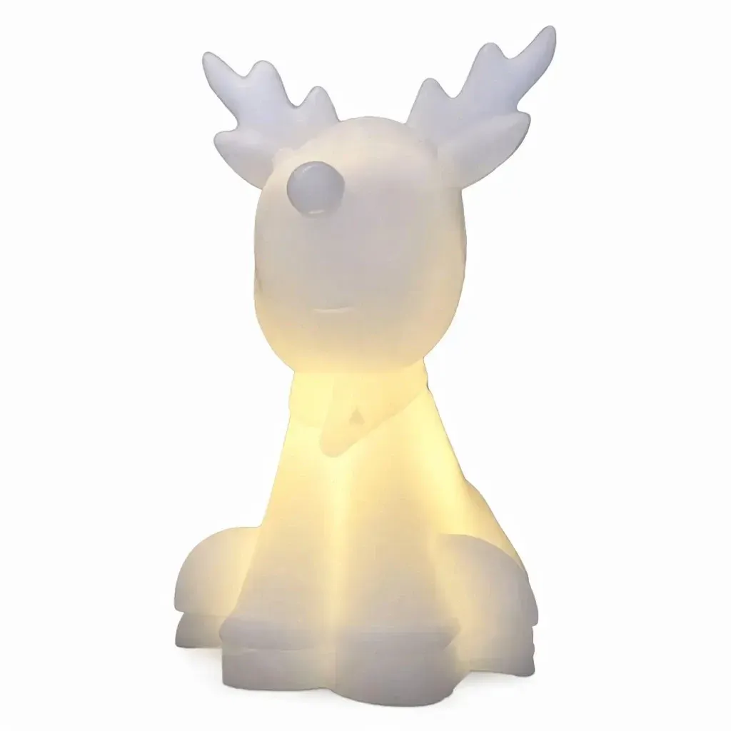 LED-Leucht-Rentier Naja Wachsbatterie CR2450, Höhe 11,6 cm, weiß