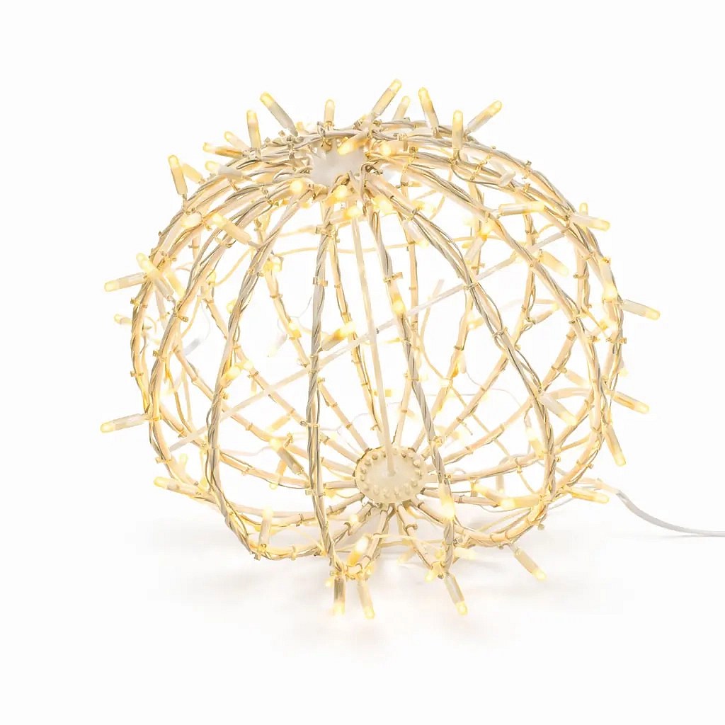 Easy Fix 3D-LED-Leuchtkugel, zusammenklappbar, Durchmesser 40 cm, warmweiß, weißes Kabel, IP67, Aluminium