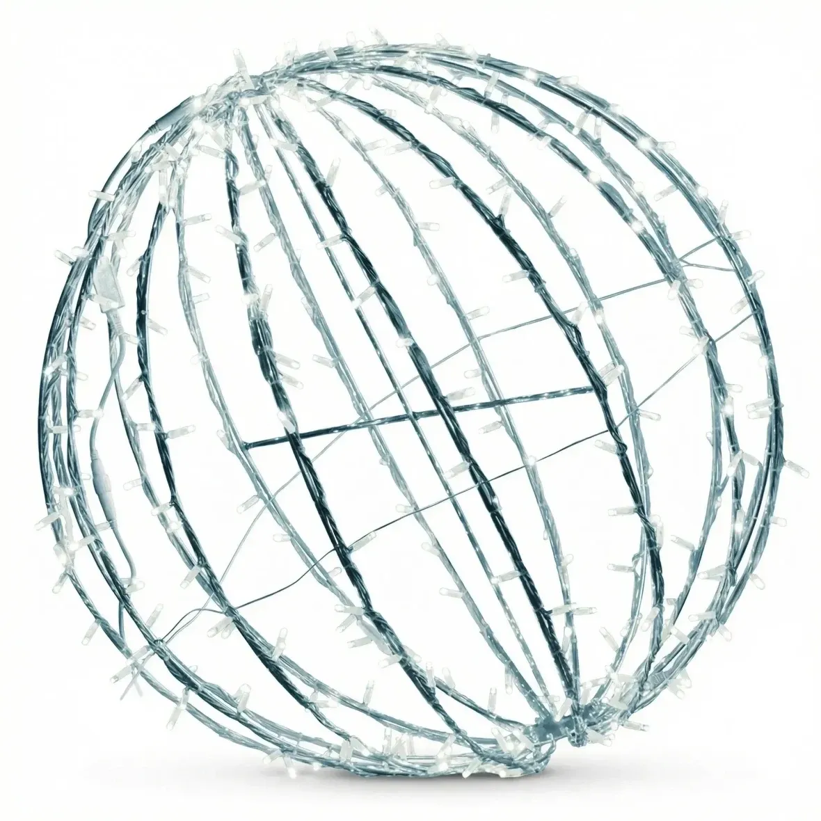 3D LED-Lichtkugel, Durchmesser 100 cm, eisweiß, weißes Kabel, IP67, Easy Fix