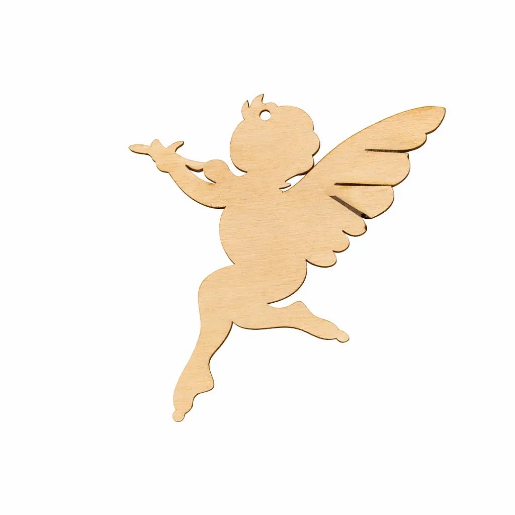 Hölzerne Amor-Dekoration 9,7 × 8 cm, 4er-Pack
