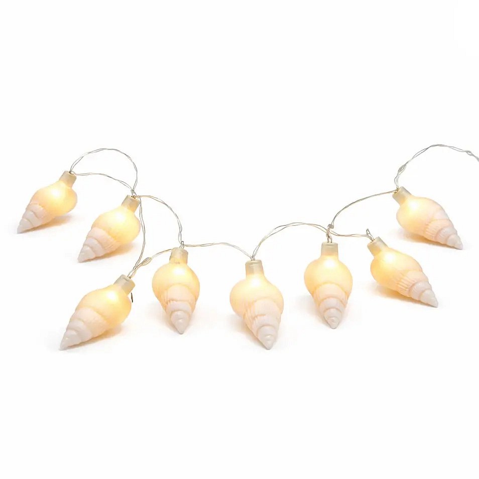 LED-Deko-Fackel-Lichterkette, Muscheln, 1,9 m, warmweiß, 20 Muscheln