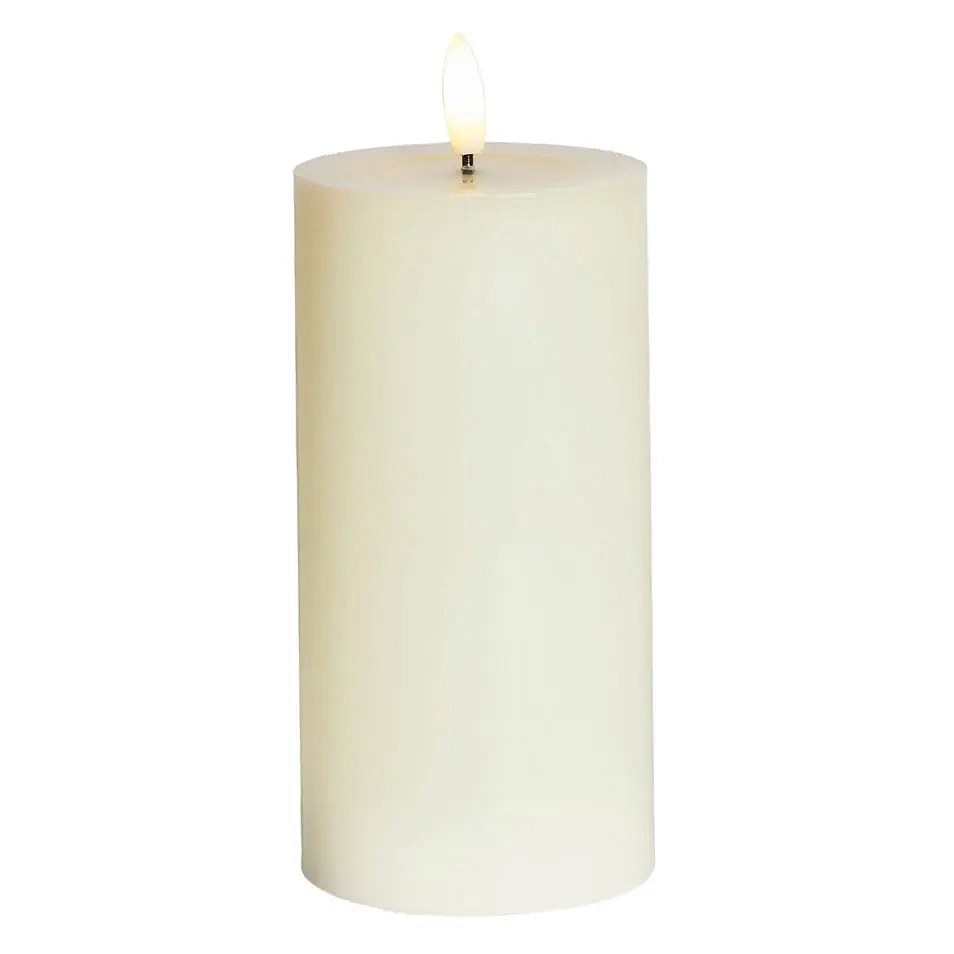 LED-Batteriekerze Sille Elfenbein, Ø 7,5 × 15 cm, weiß, 2× AA