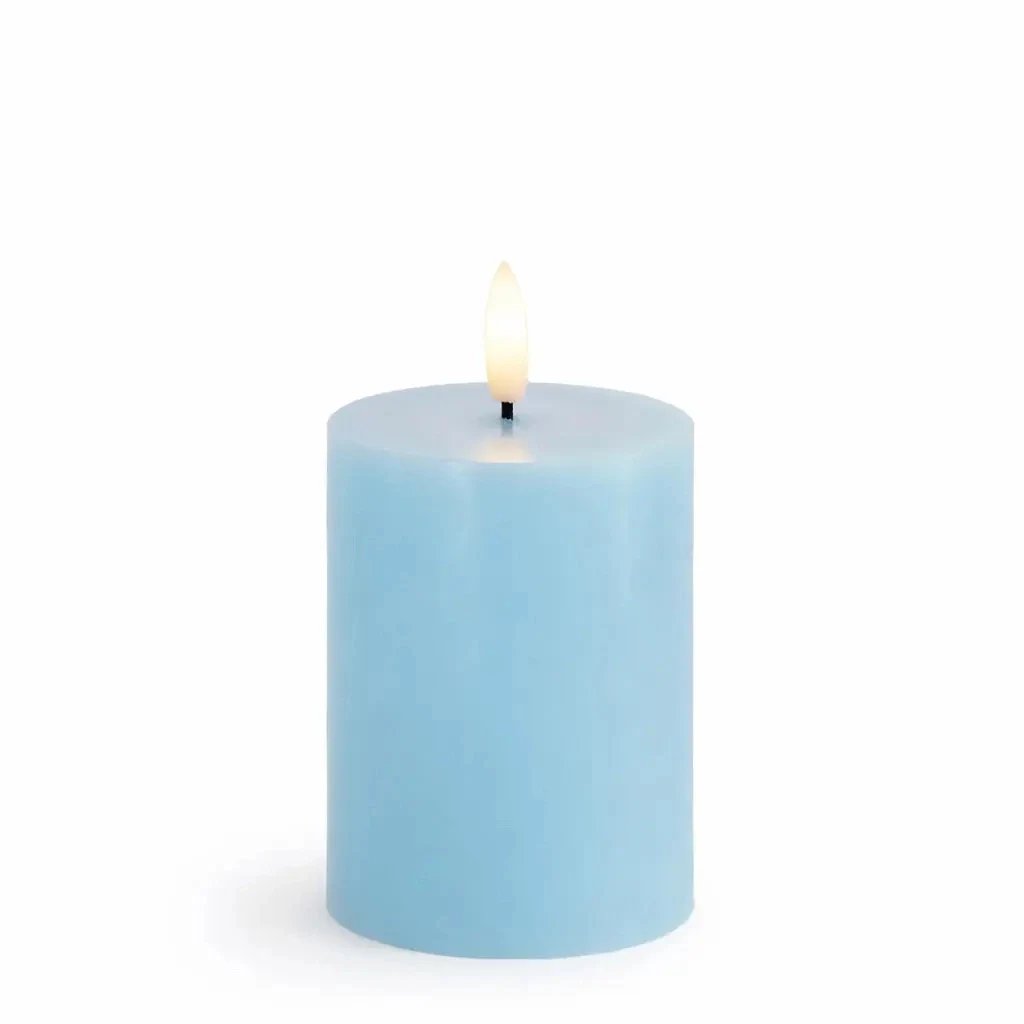 LED-Batteriekerze, Wachs Sille, hellblau, Ø 7,5 × 10 cm