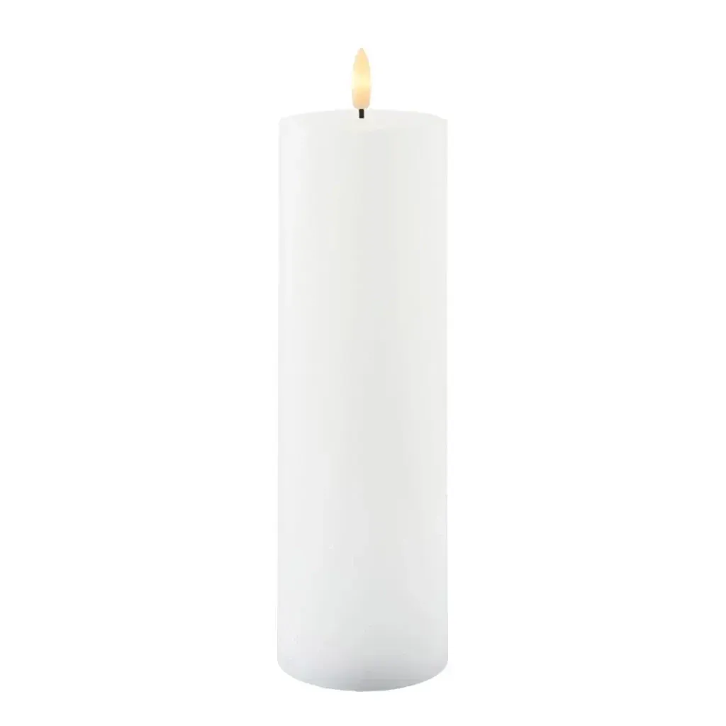Wiederaufladbare LED-Kerze aus echtem Sille-Wachs, Ø 7,5 × 25 cm, weiß