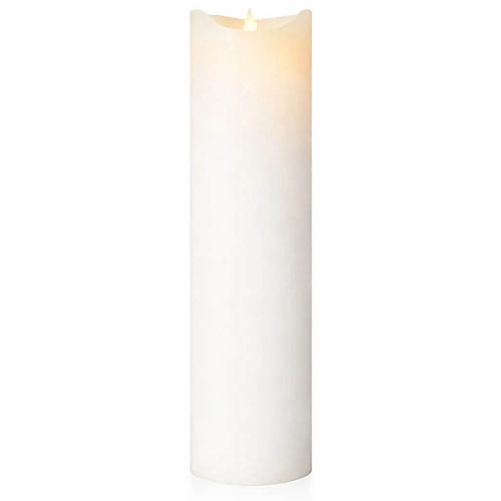 Wiederaufladbare LED-Kerze aus echtem Wachs „Sara“, Ø 7,5 × 30 cm, weiß