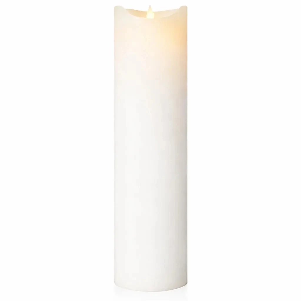 Wiederaufladbare LED-Kerze aus echtem Wachs „Sara“, Ø 7,5 × 30 cm, weiß