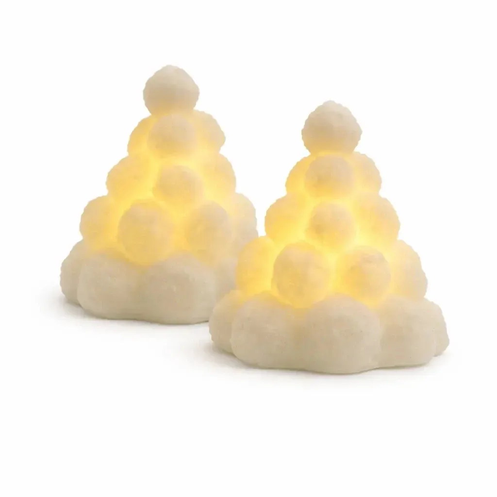 LED-Kerzen aus echtem Wachs, batteriebetrieben, Schneekugeln, Ø 8 × 10 cm, weiß, 2er-Set, CR2032