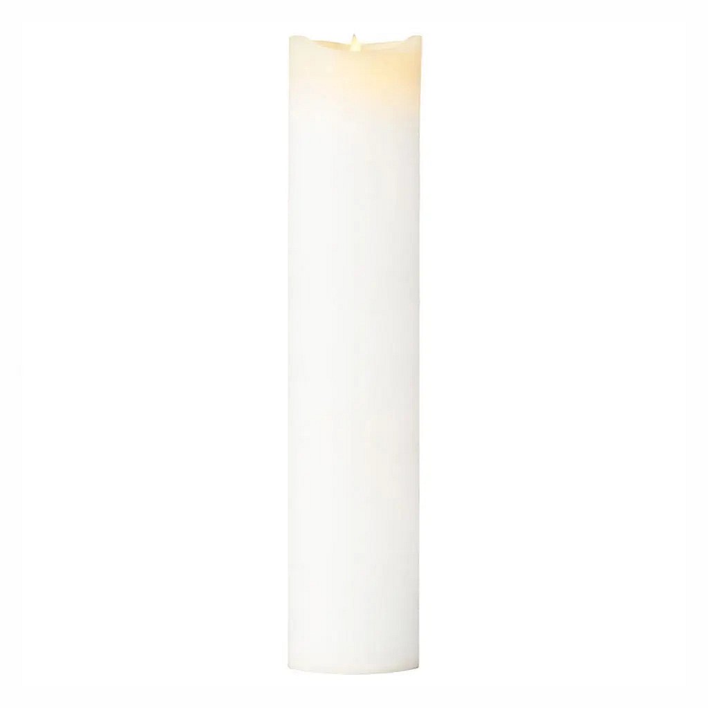 Große batteriebetriebene LED-Kerze Wachs Sara exklusiv, Ø 10 × 50 cm, weiß, 3× AA