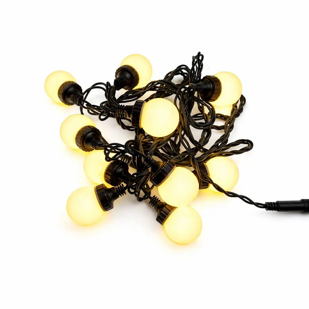 Easy Fix LED-Partybeleuchtung, 5 m, für den Außenbereich, 10 Kugeln, 70 warmweiße LEDs, schwarzes Kabel, IP67, Verlängerungskabel
