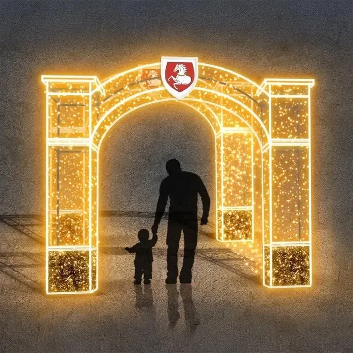 Castle Gate 3D LED-Lichttunnel 320 × 255 × 545 cm, warmweiß, 36 V