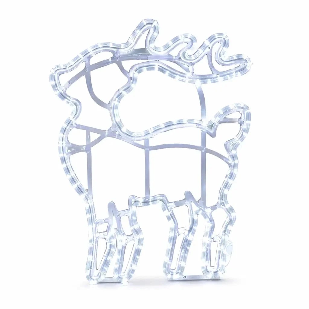 Easy Fix 2D LED-Leucht-Rentier, hängend, 47 × 64 × 2 cm, eisweiß, 3D-Druck, DZX0093S1