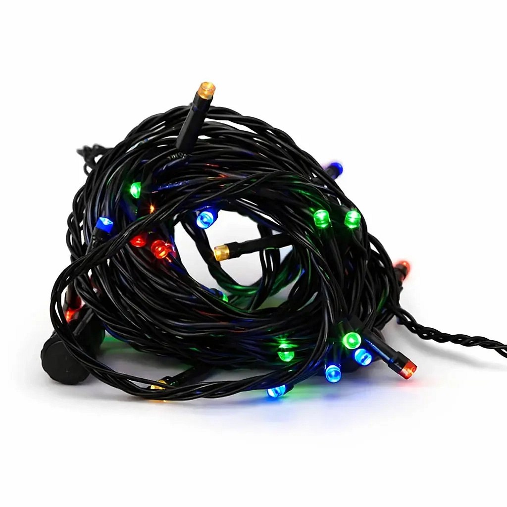 Hobby Line LED-Lichterkette, für den Außenbereich, 4 m, mehrfarbig, 32 LEDs, dunkelgrünes Kabel, IP44, Verlängerungskabel
