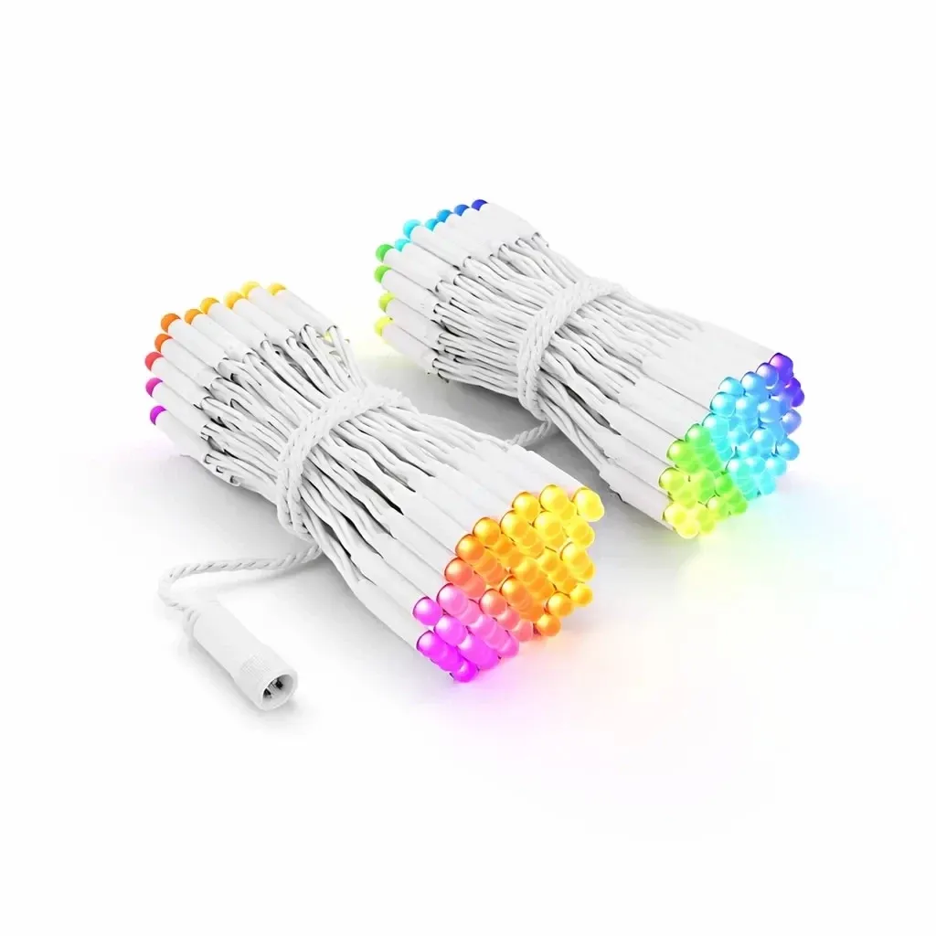 Farbige Außenlichter Twinkly Strings 25 m Dual Pro, 2× 125 RGB-LEDs, weißes Kabel, IP44, 2× 12,5 m