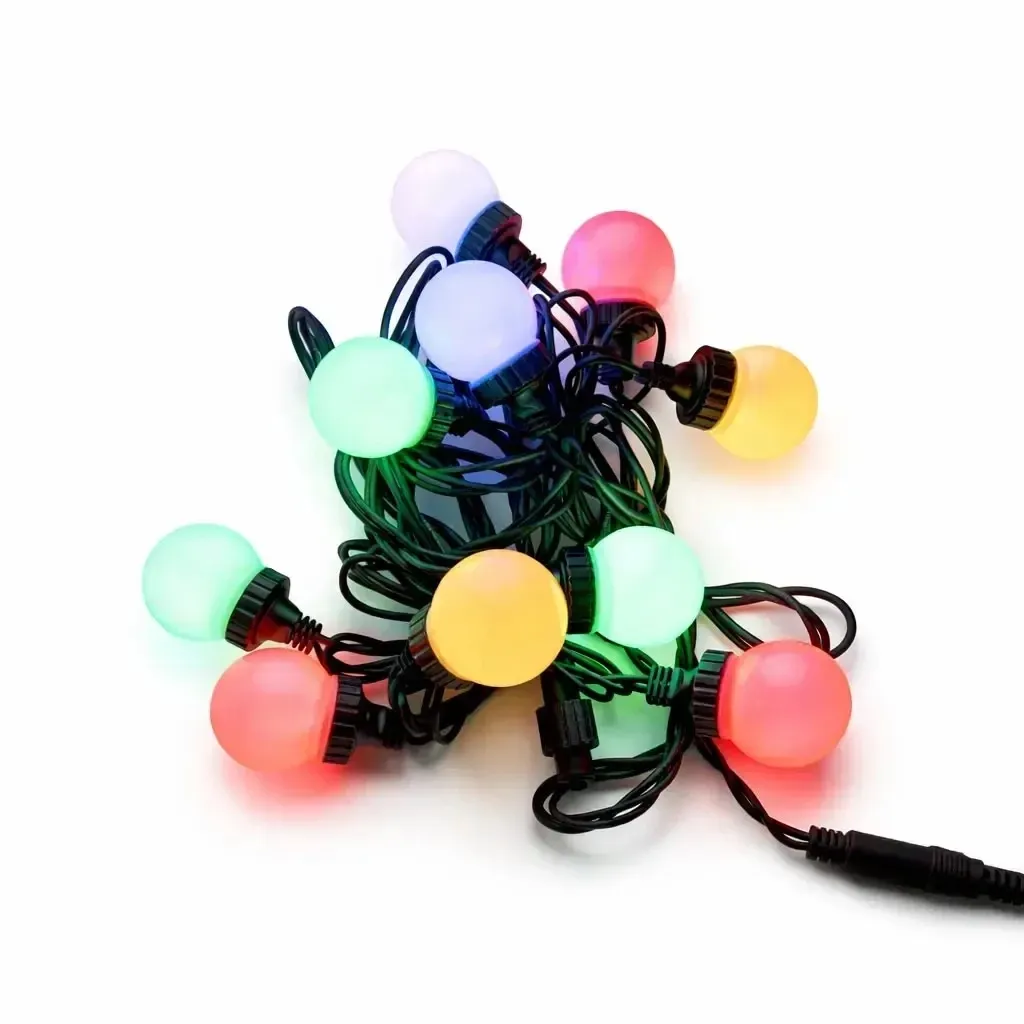 Easy Fix LED-Partybeleuchtung, 5 m, für den Außenbereich, 10 Kugeln, 70 farbige LEDs, schwarzes Kabel, IP44, Verlängerungskabel