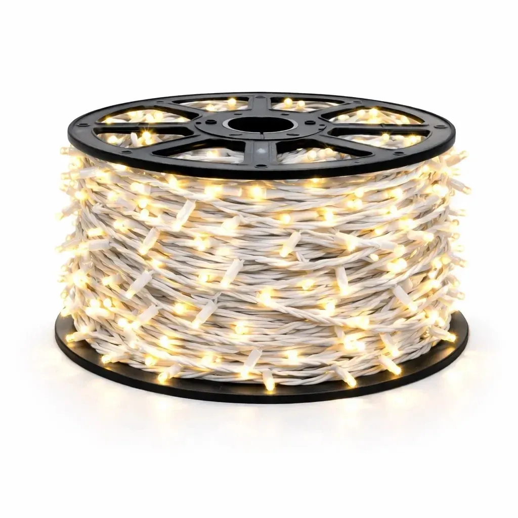 Eco Fix LED-Lichterkette, für den Außenbereich, 80 m, warmweiß, 800 LEDs, weißes Kabel, IP67, Spule