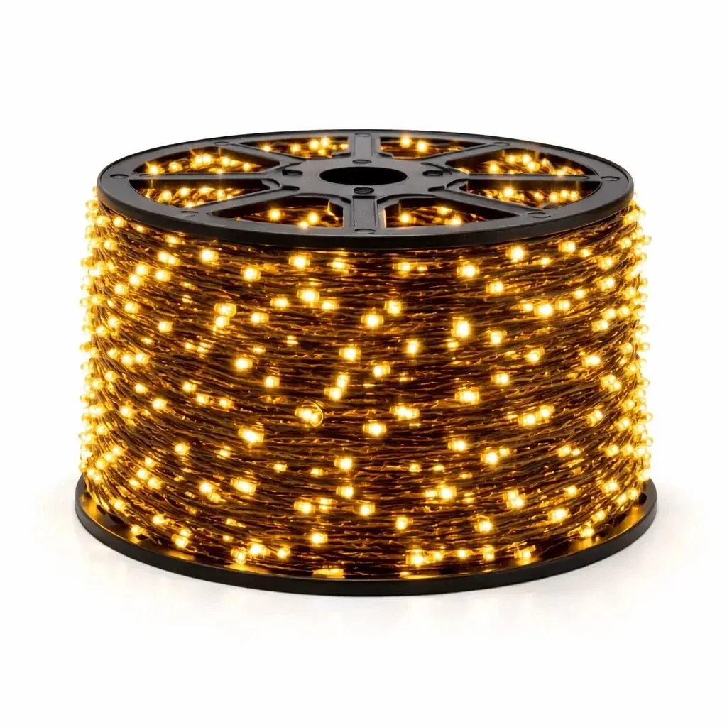 Eco Fix LED-Lichterkette, für den Außenbereich, 80 m, warmweiß, 800 LEDs, dunkelgoldenes Kabel, IP67, Spule