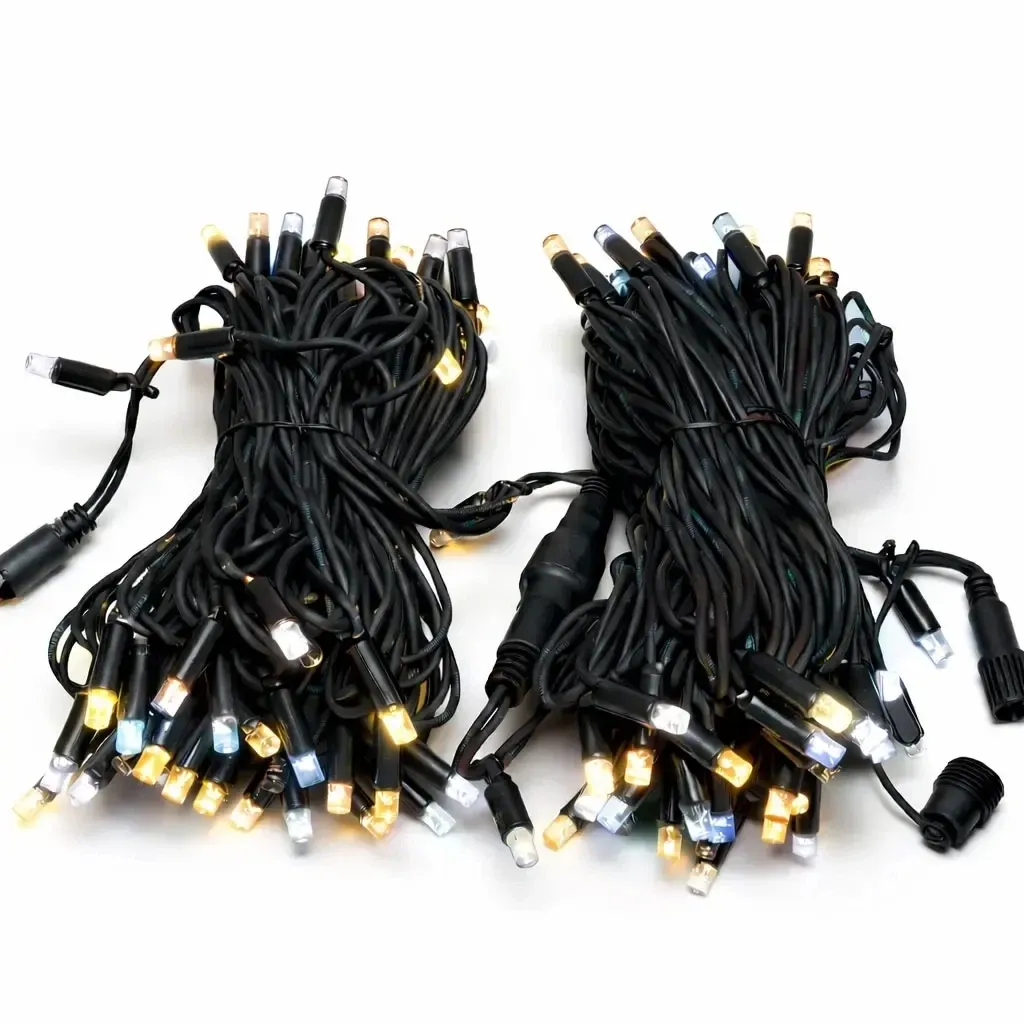 Download Easy Fix LED-Lichterkette 20 m Outdoor, eisweiß und warmweiß, 120 Dioden, schwarzes Kabel IP44, 2×10 m, Verlängerung