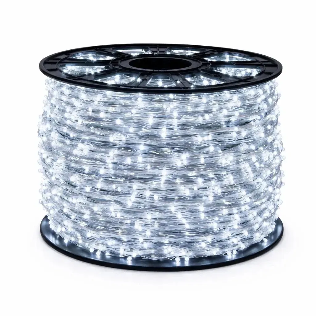 Easy Fix LED-Lichterkette, 100 m, eisweiß, 2000 LEDs, weißes Kabel, IP67, Spule