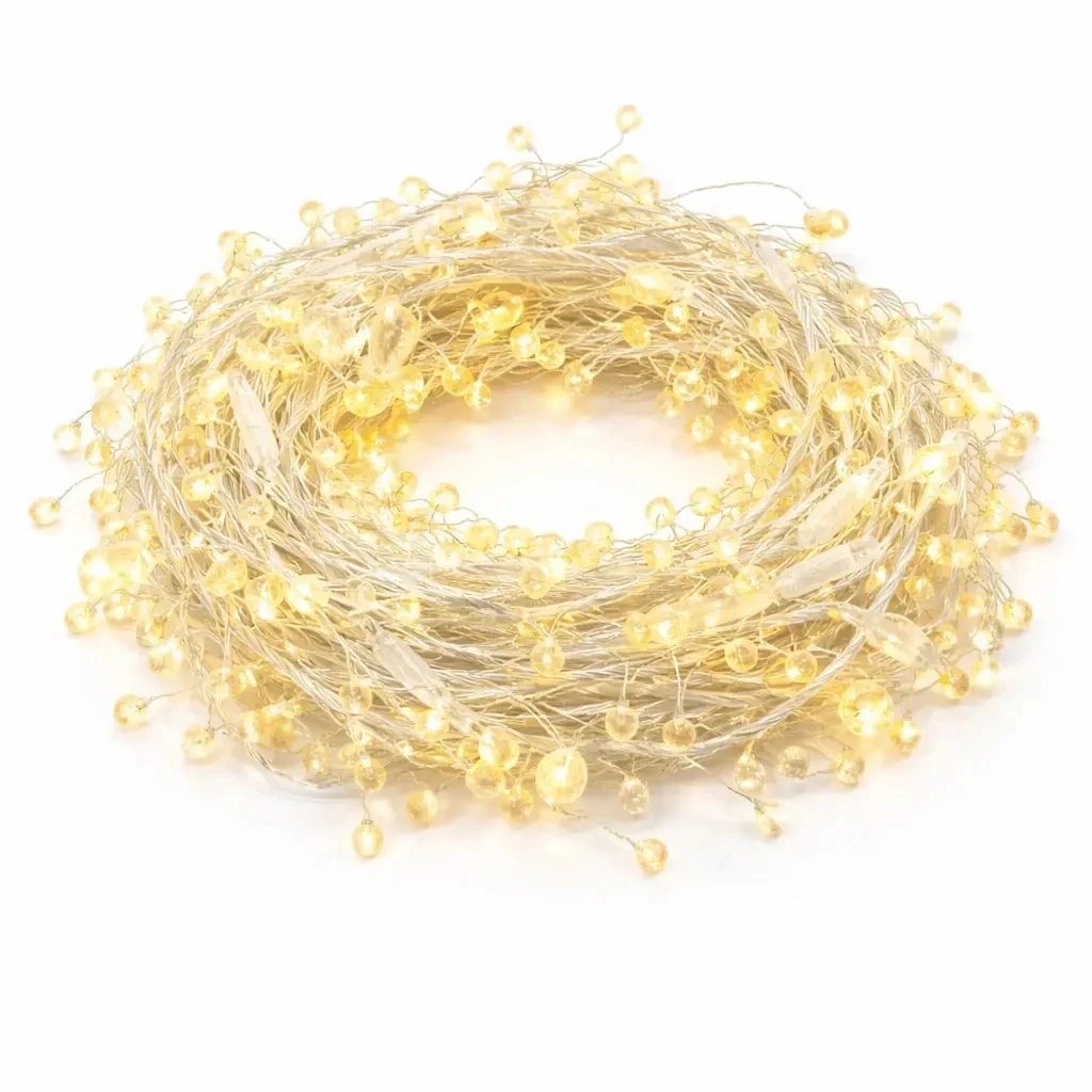 Eco Fix Lichterkette für den Außenbereich mit Kristallen, 8 m, warmweiß, 80 LEDs, 36 V, transparentes Kabel, IP44