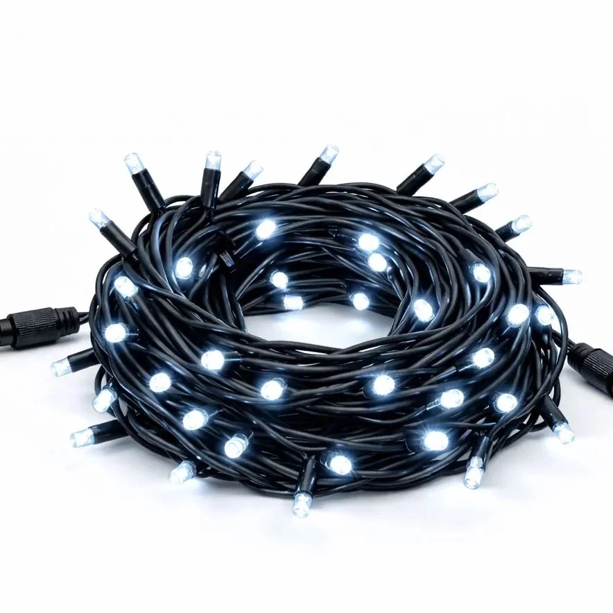 Easy Fix LED-Lichterkette, Kontur, 5 m, für den Außenbereich, eisweiß mit FLASH-Effekt, 60 LEDs, schwarzes Kabel, IP67