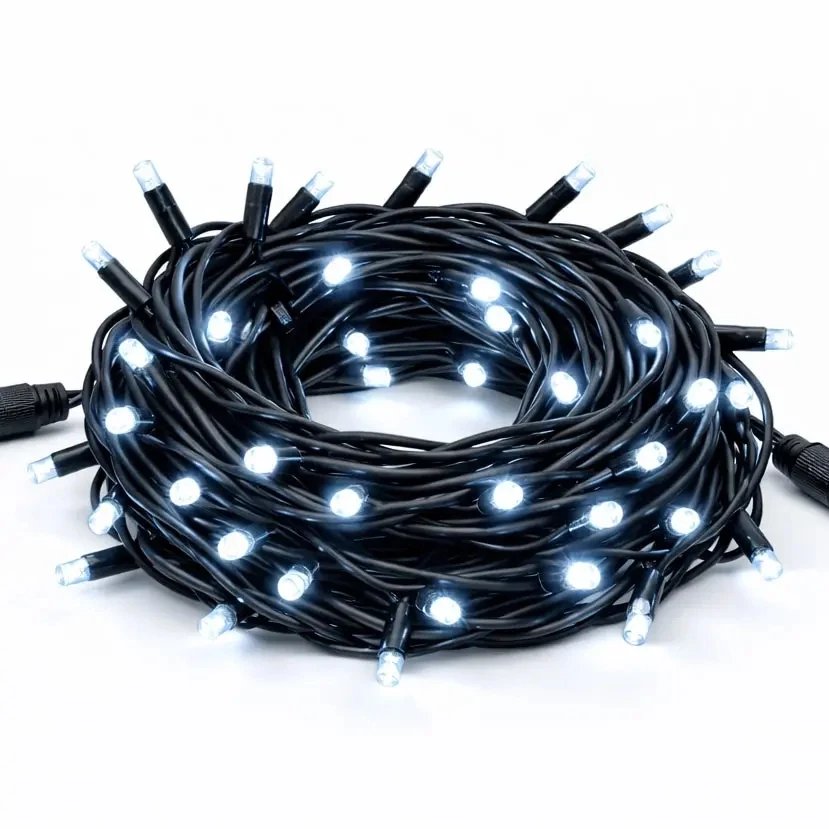 Easy Fix LED-Lichterkette, Kontur, 5 m, für den Außenbereich, eisweiß mit FLASH-Effekt, 60 LEDs, schwarzes Kabel, IP44