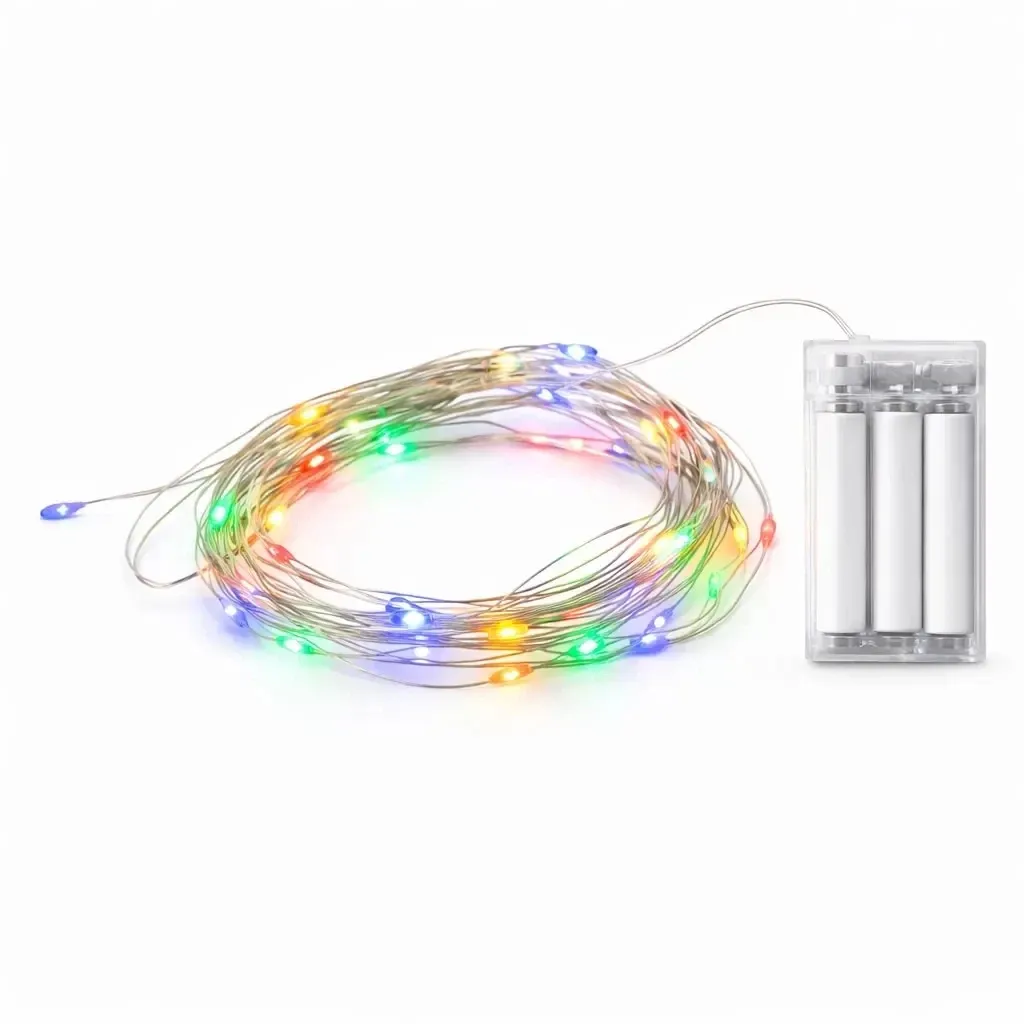 Batteriebetriebene LED-Lichterkette, Tropfenform, 2,30 m, bunt, 20 LEDs, Draht, IP20 für den Innenbereich, 3 × AA