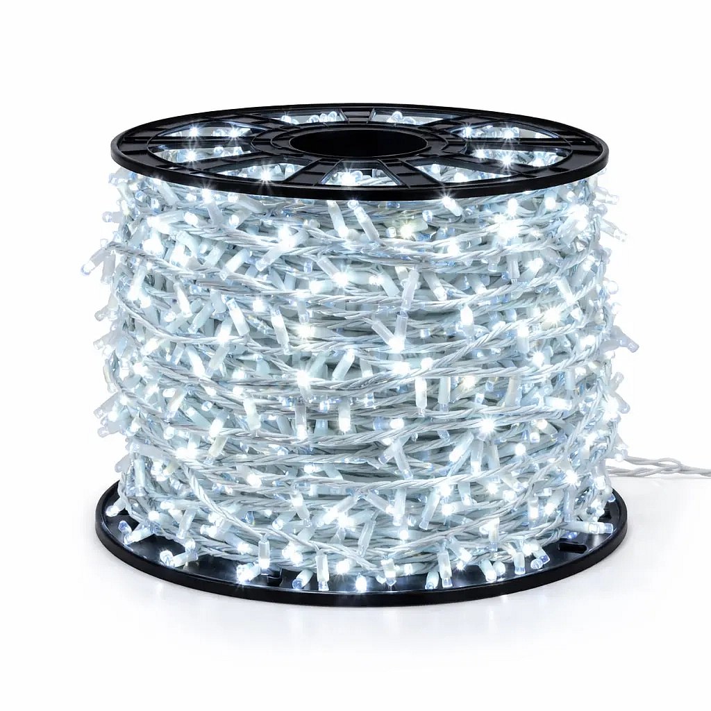 Easy Fix LED-Lichterkette für den Außenbereich, 100 m, eisweiß, 2000 LEDs, weißes Kabel, IP67, Spule