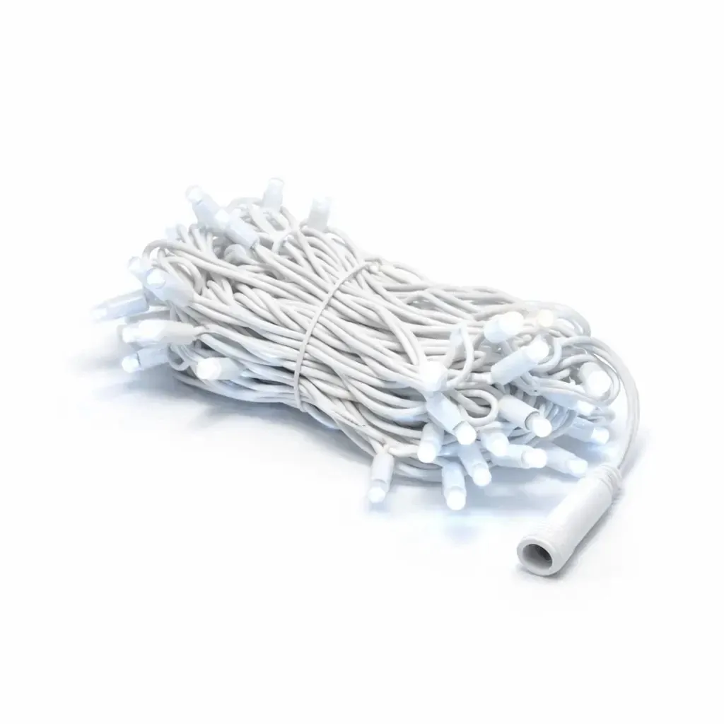 Easy Fix LED-Lichterkette, Kontur, 5 m, eisweiß mit FLASH, 60 LEDs, weißes Kabel, IP44
