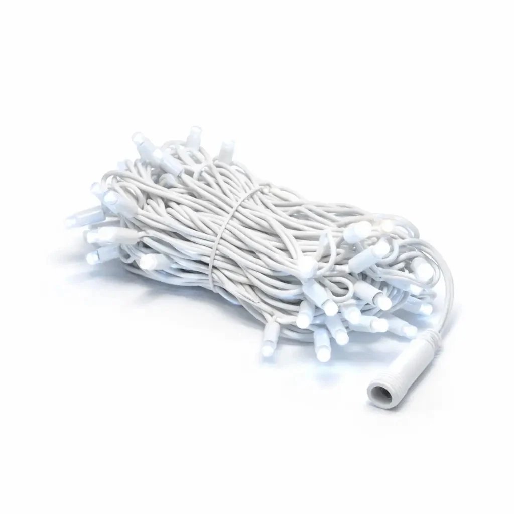 Easy Fix LED-Lichterkette, 5 m, für den Außenbereich, Kontur, eisweiß mit FLASH-Effekt, 60 LEDs, weißes Kabel, IP44