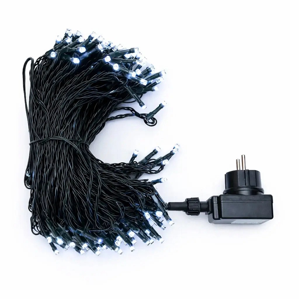 LED-Lichterkette, für den Außenbereich, 40 m, eisweiß, 200 LEDs, schwarzes Kabel, IP44, inkl. Netzteil