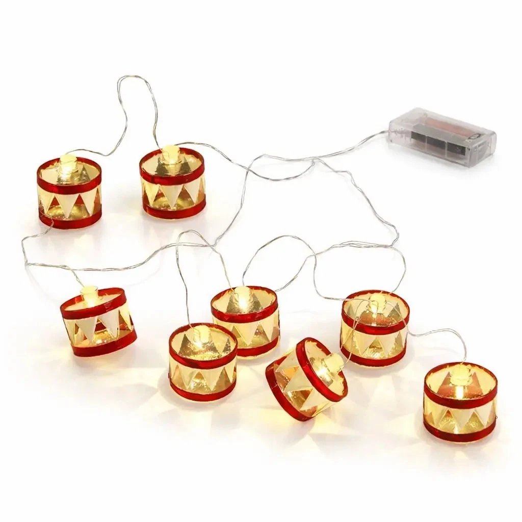 LED-Taschenlampe 1,5 m rote Trommel, warmweiß, klares Kabel IP20 innen, 2× AA