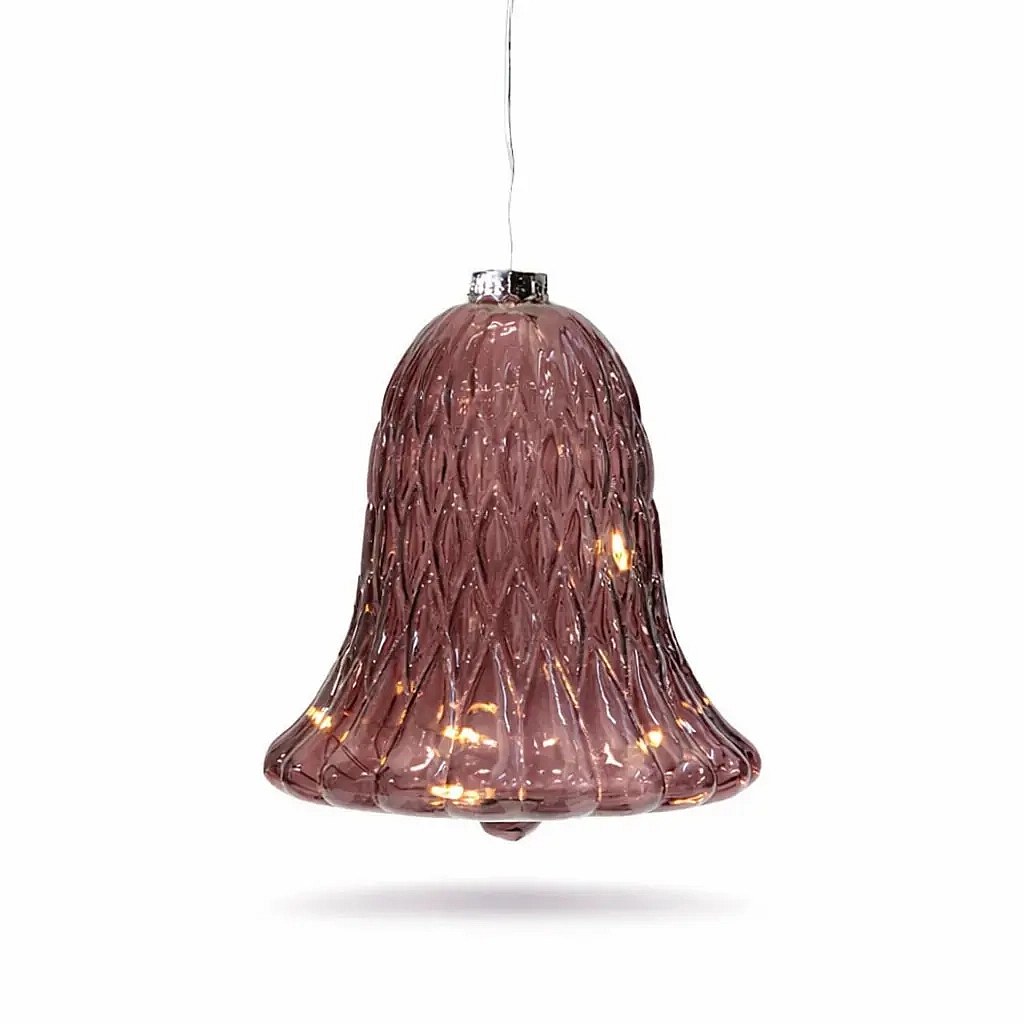 LED-Glasglocke burgunderrot Ø 9 × 10 cm, 5 LEDs, IP20 innen, 1× AAA