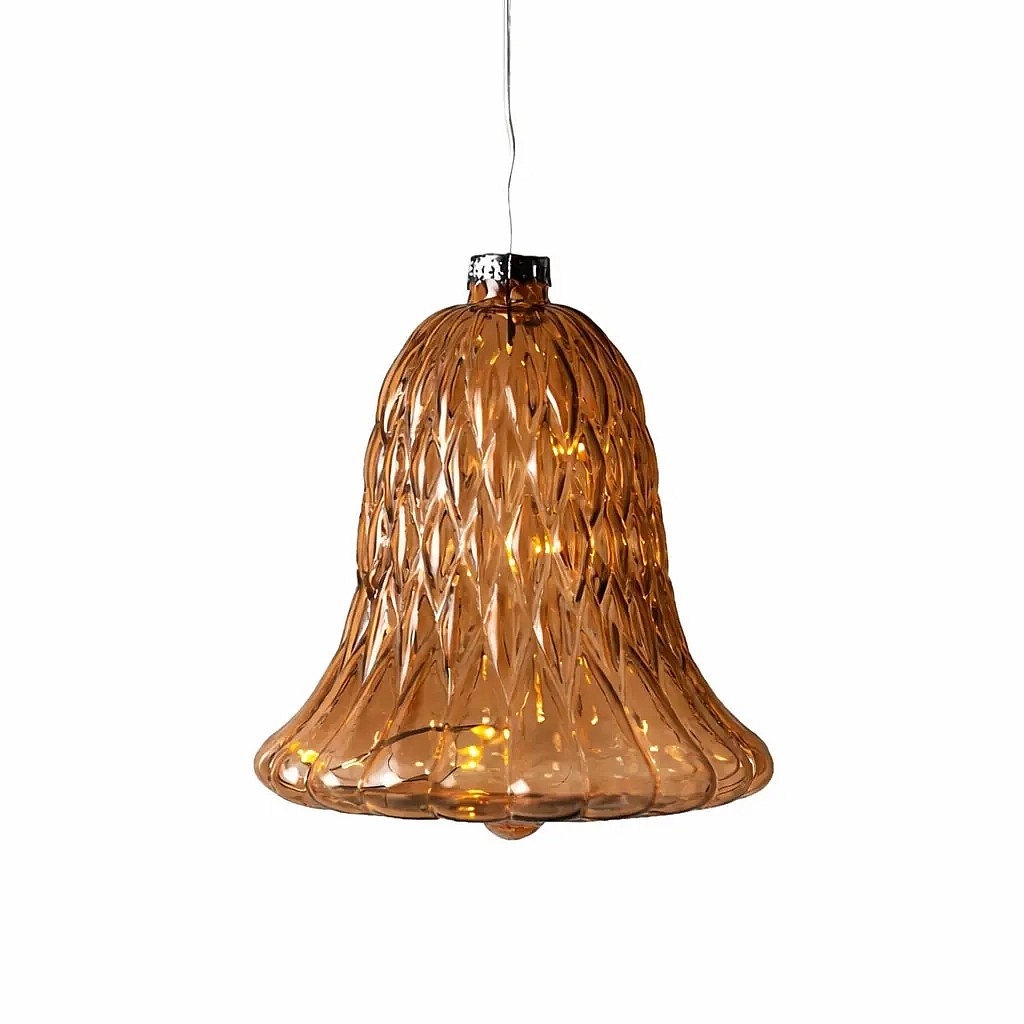 LED-Glasglocke, braun, Ø 9 × 10 cm, 5 LEDs, IP20 innen, 1× AAA