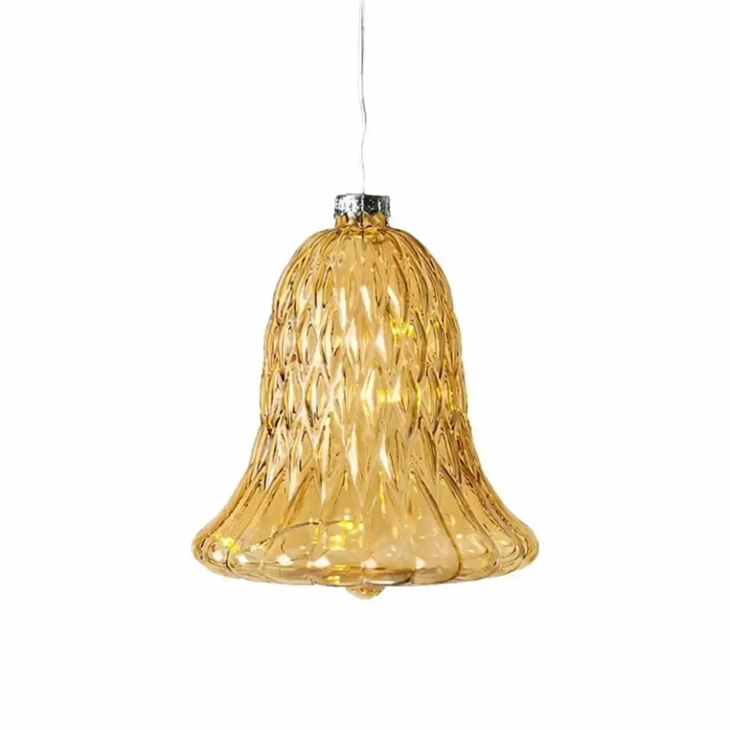 LED-Glasglocke, gold, Ø 9 × 10 cm, 5 LEDs, IP20 innen, 1× AAA