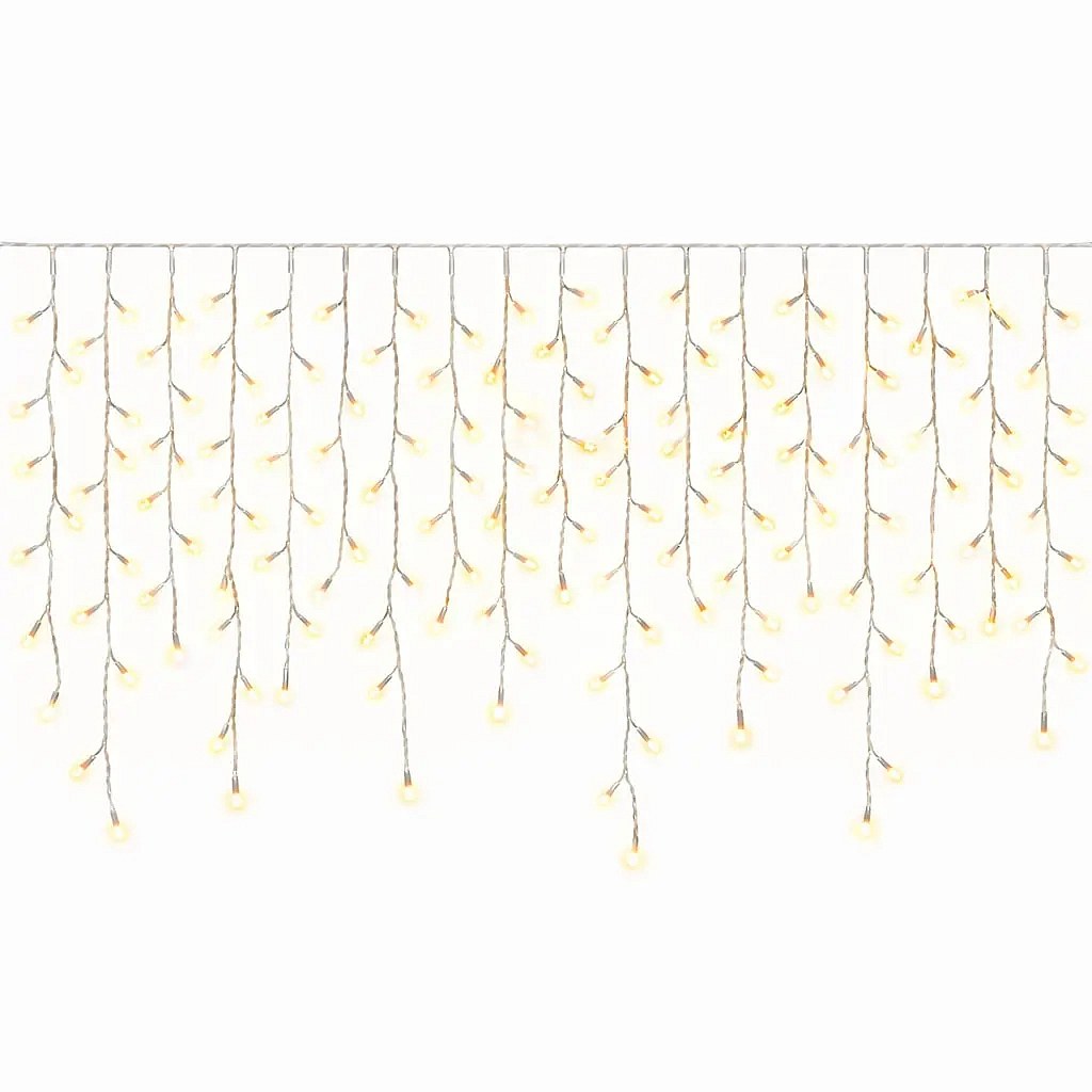 Easy Fix LED-Eiszapfen für den Innenbereich, Lichteiszapfen, 300 × 90 cm, warmweiß, 174 LEDs, transparentes Kabel, IP20, Verlängerungskabel