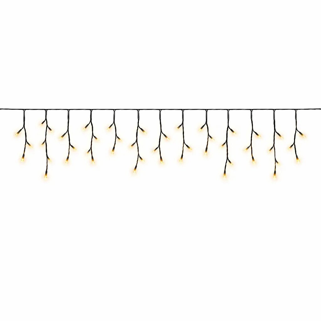 Eco Fix LED-Eiszapfen für den Außenbereich, beleuchtet, 200 × 50 cm, warmweiß, 60 LEDs, 36 V, schwarzes Kabel, IP44, Verlängerungskabel