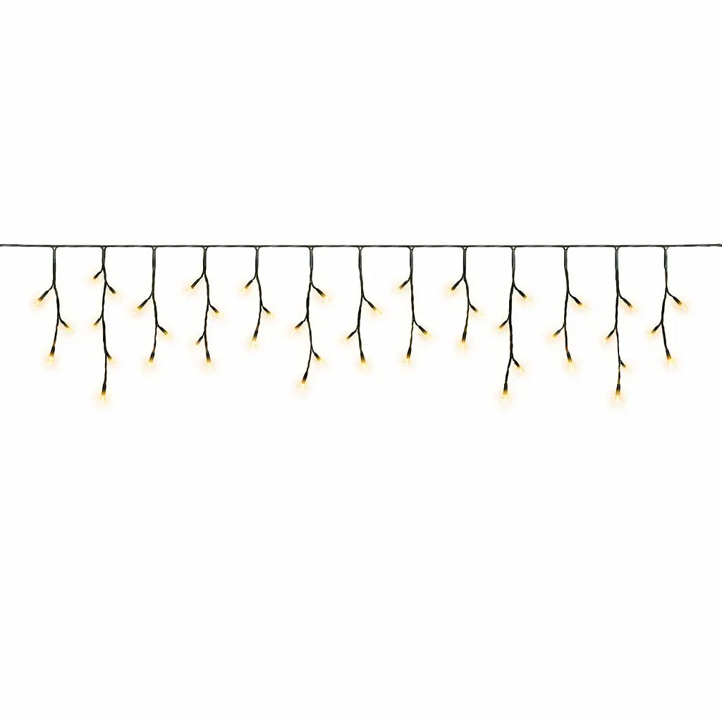 Hobby Line LED-Eiszapfen für den Außenbereich, beleuchtet, 200 × 50 cm, warmweiß, 40 LEDs, dunkelgrünes Kabel, IP44, Verlängerungskabel