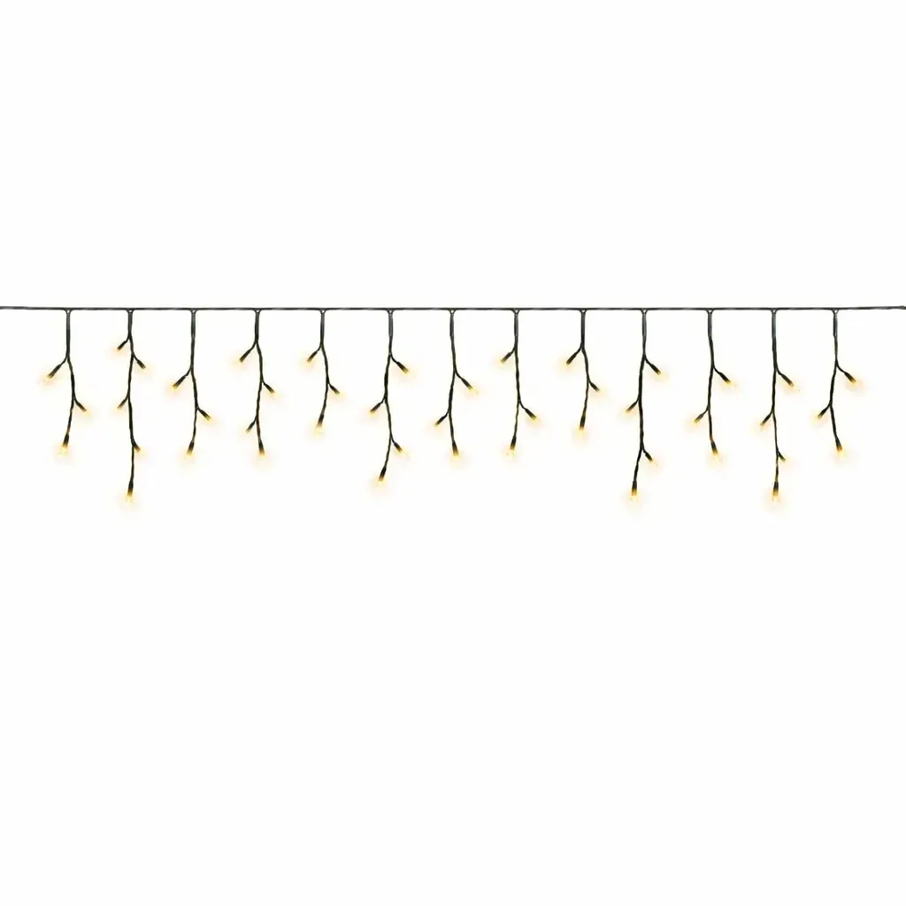 Hobby Line LED-Eiszapfen für den Außenbereich, beleuchtet, 200 × 50 cm, warmweiß, 40 LEDs, dunkelgrünes Kabel, IP44, Verlängerungskabel