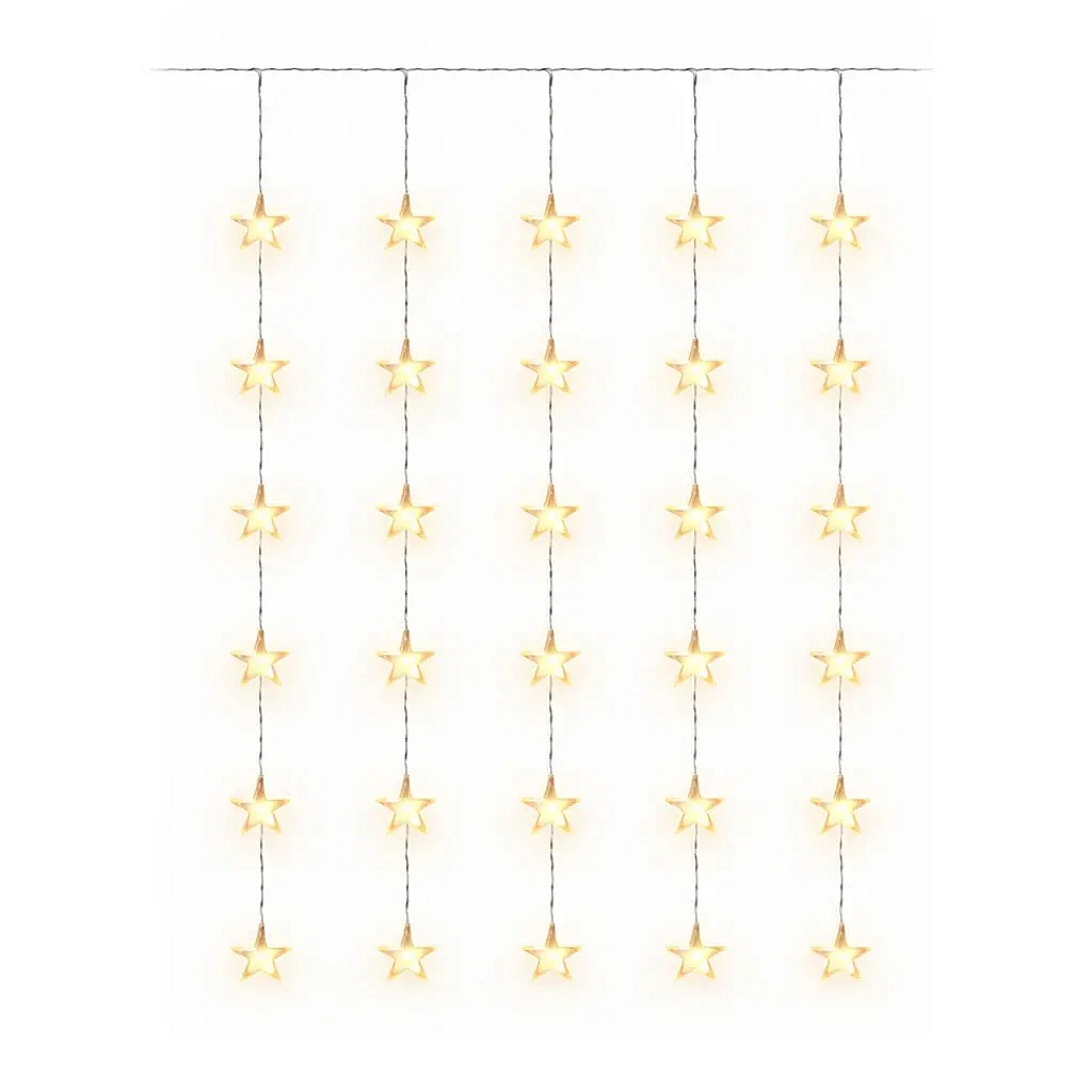 LED-Weihnachtsstern-Lichterkette für das Fenster, 120 × 120 cm, warmweiß, 30 LEDs, transparentes Kabel, IP20 für den Innenbereich, Verlängerungskabel