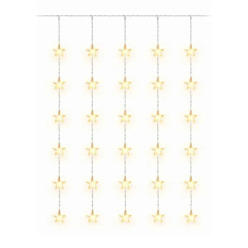 LED-Weihnachtsstern-Lichterkette für das Fenster, 120 × 120 cm, warmweiß, 30 LEDs, transparentes Kabel, IP20 für den Innenbereich, Verlängerungskabel